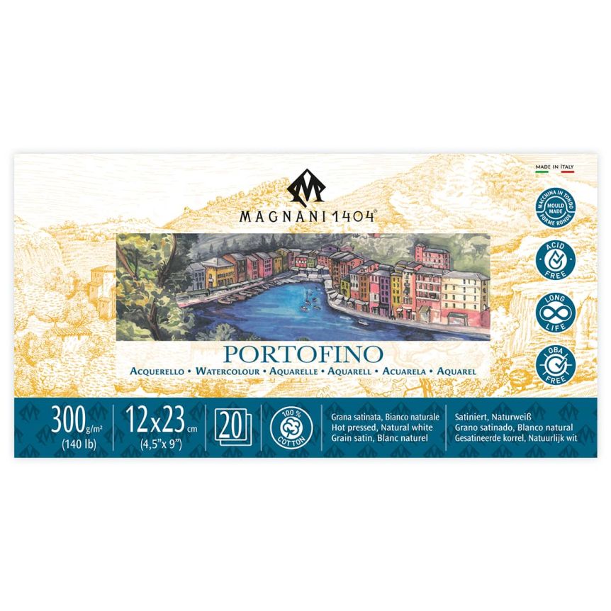 Magnani Portofino Watercolor Pad 140lb Hot Press - 4.5" x 9"