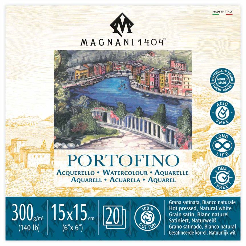 Magnani Portofino Watercolor Pad 140lb Hot Press - 6" x 6"