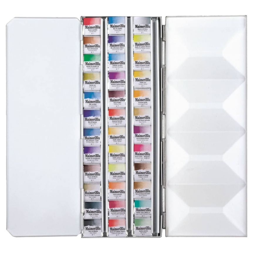 MaimeriBlu Watercolor Half-Pan Set of 36, Metal Box Set