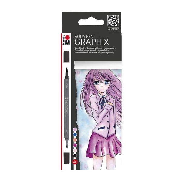 Marabu Graphix Aqua Pen Make Manga Set Of 6
