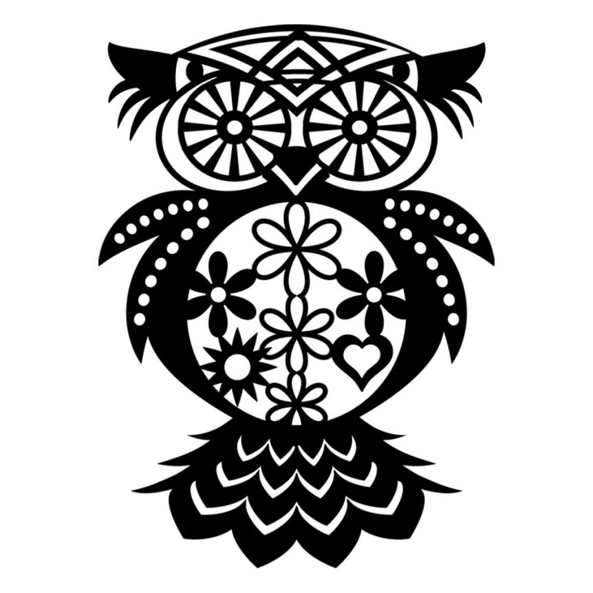 Marabu Silhouette Stencil Flowered Owl 12x12 In
