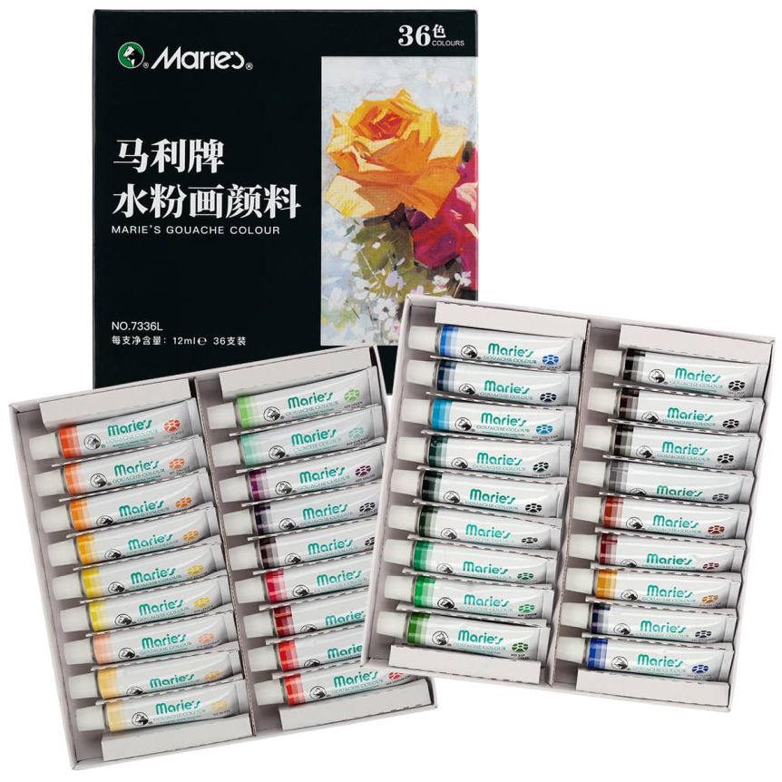 Marie’s Gouache Artist Paint Set of 36, 12ml Tubes