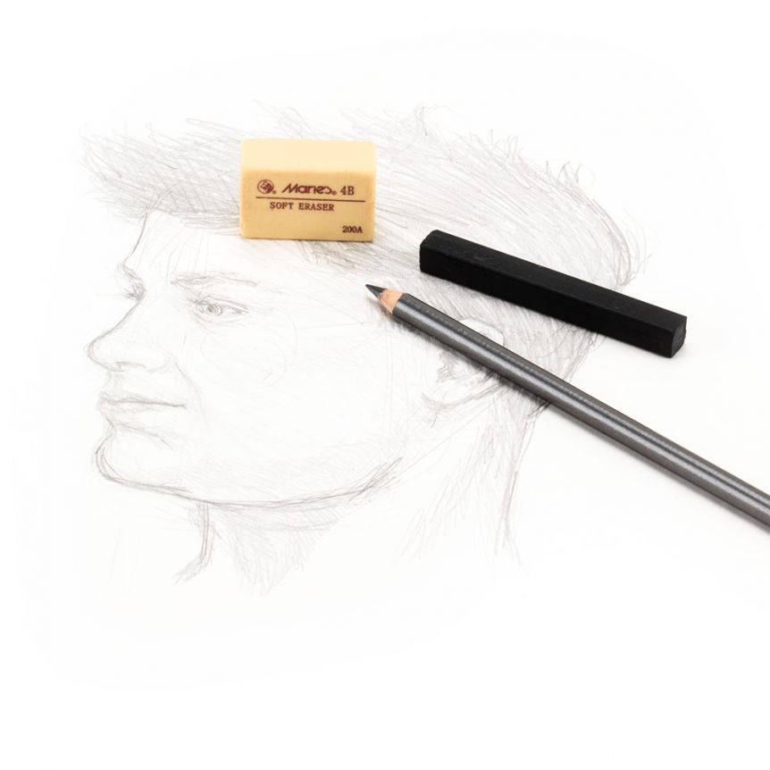 Removing charcoal, graphite and other artist less from paper or drawing boards