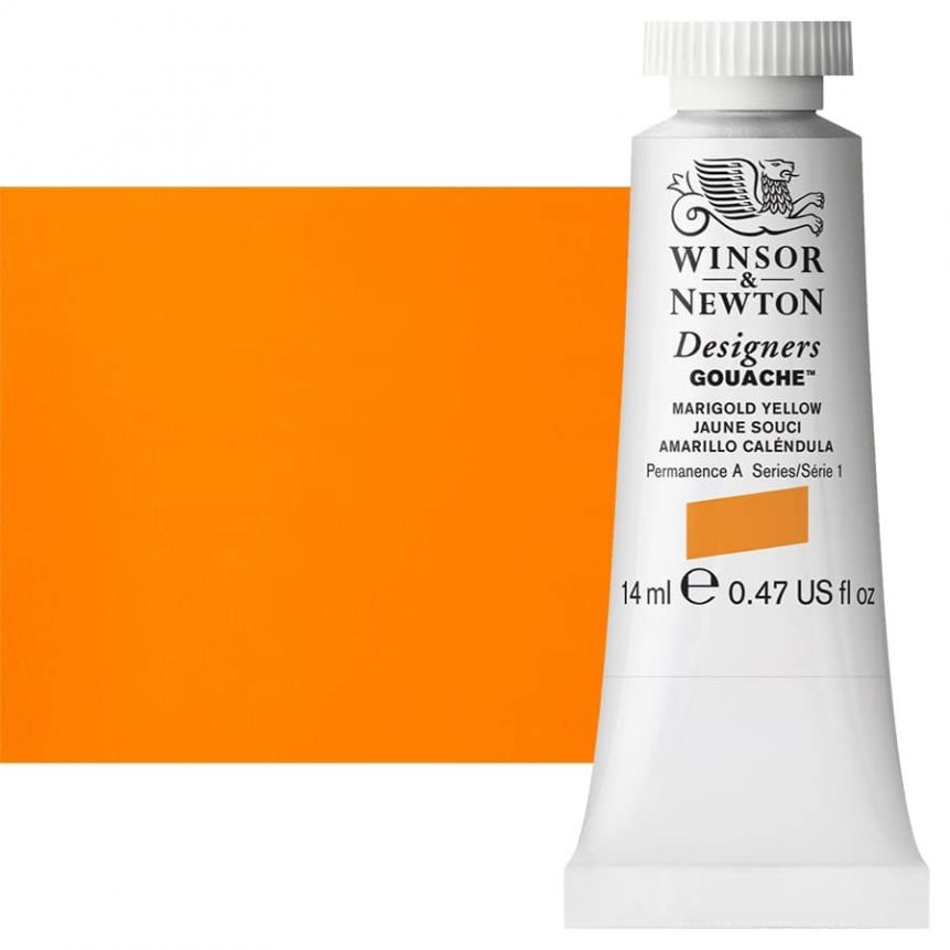 Winsor & Newton Designers Gouache 14ml Tube - Marigold Yellow