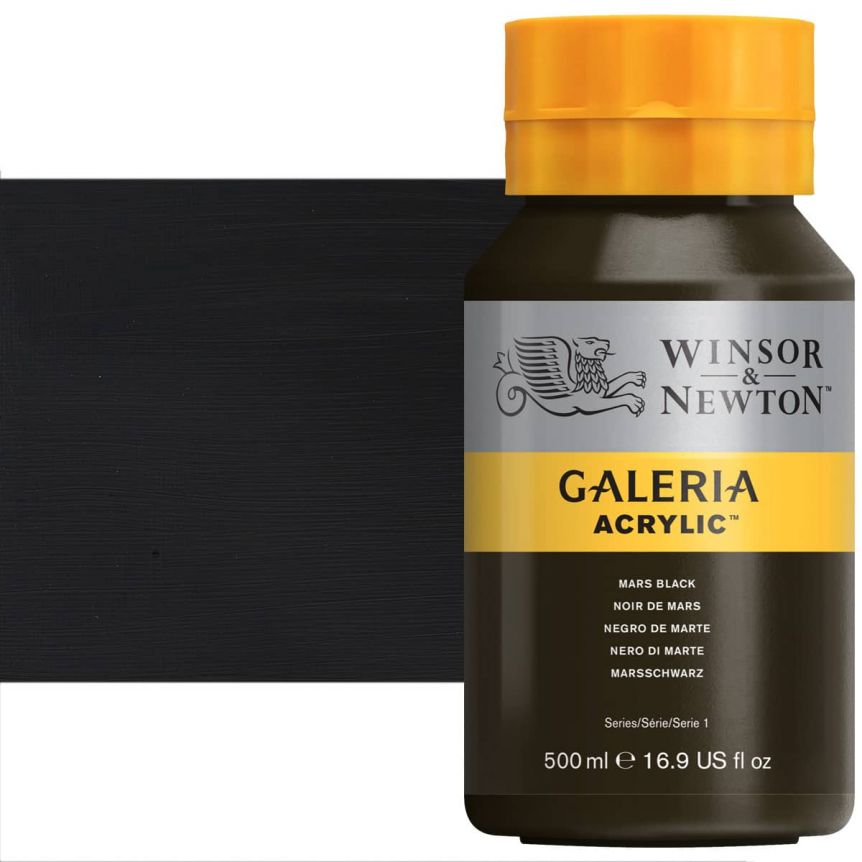 Winsor & Newton 2136386 200ml Galeria Acrylic Paint Tube - Mars Black 