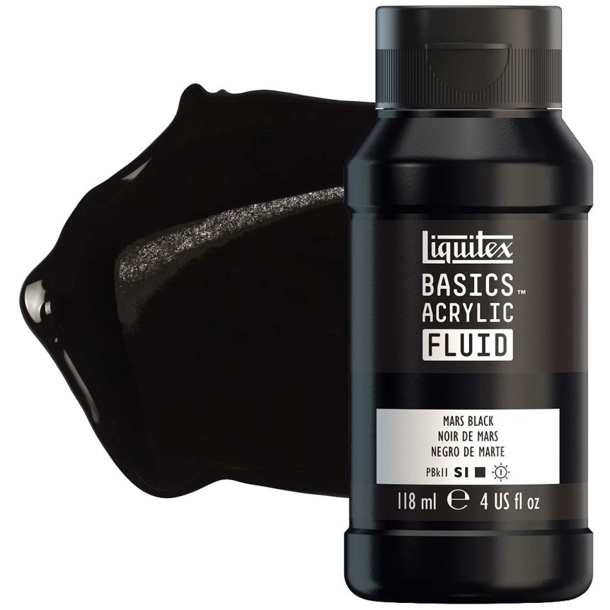 Liquitex BASICS Acrylic Fluid - Mars Black, 4oz Bottle