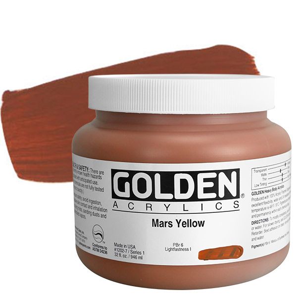 GOLDEN Heavy Body Acrylics - Mars Yellow, 32oz Jar
