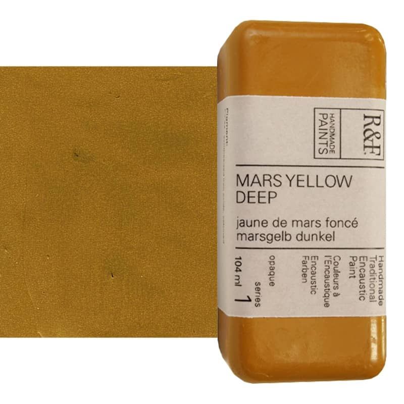 R&F Encaustic Handmade Paint 104 ml Block - Mars Yellow Deep