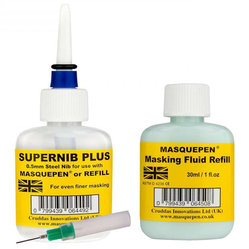 Original Masquepen Supernib & 1oz Masking Fluid Bottle Refill Set