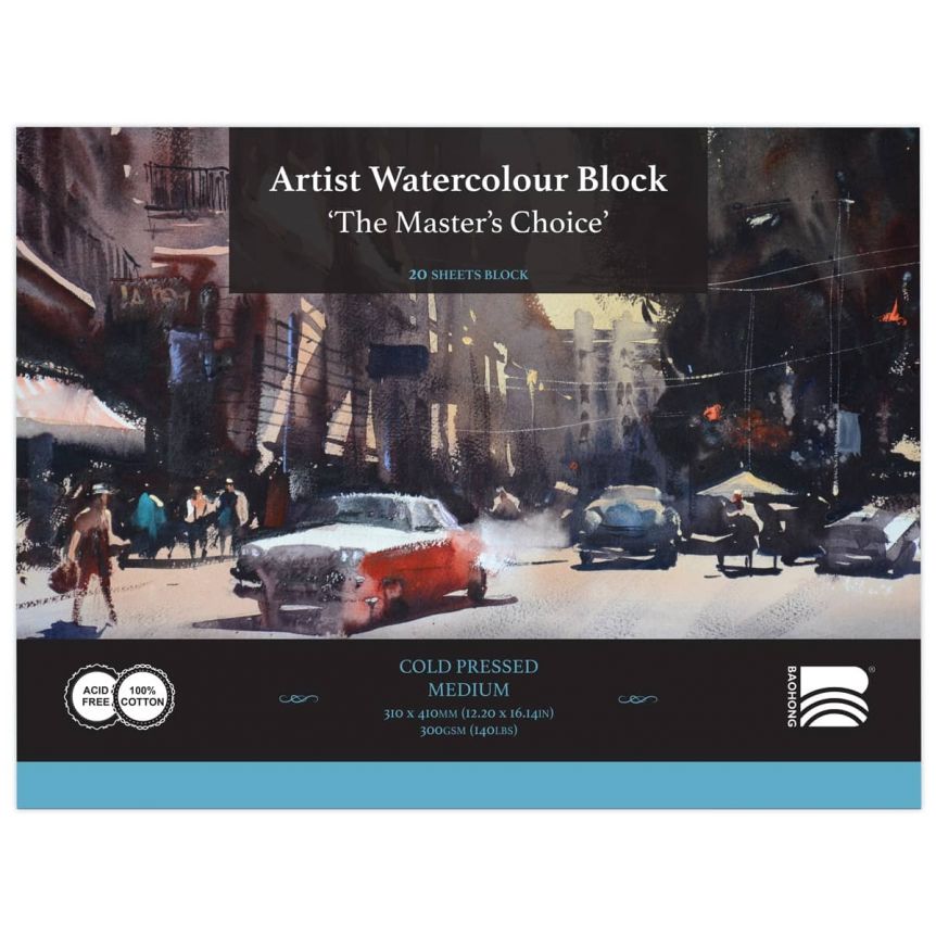 Masters Choice Watercolor Block 140 lb Cold Press 12.2x16.14 in 20-Sheet 