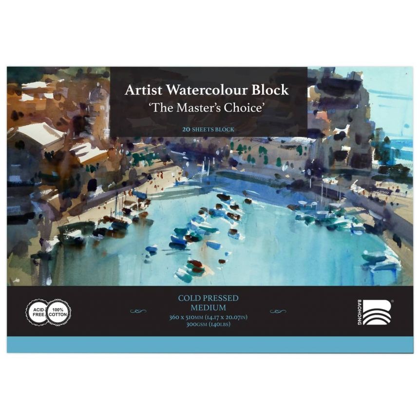 Masters Choice Watercolor Block 140 lb Cold Press 14.17x20.08 in 20-Sheet