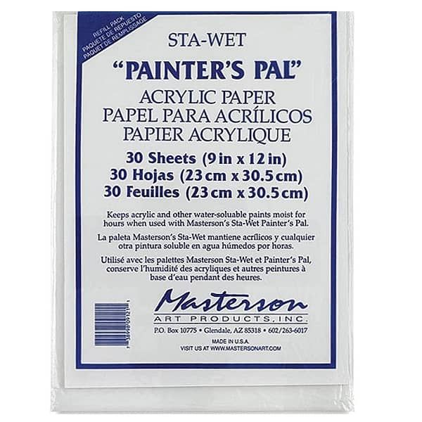 Masterson Sta-Wet Painters Pal Palette Kit, Acrylic Based Paint, with 12 x  13 Inch Palette with Lid, 30 Acrylic Sheets, Sponge Refill, Number 1 in