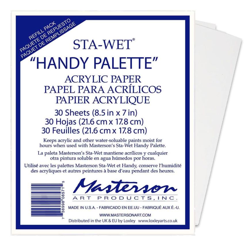 Masterson Sta-Wet Handy Acrylic Paper Refill, 8.5"x7", 30 Sheets