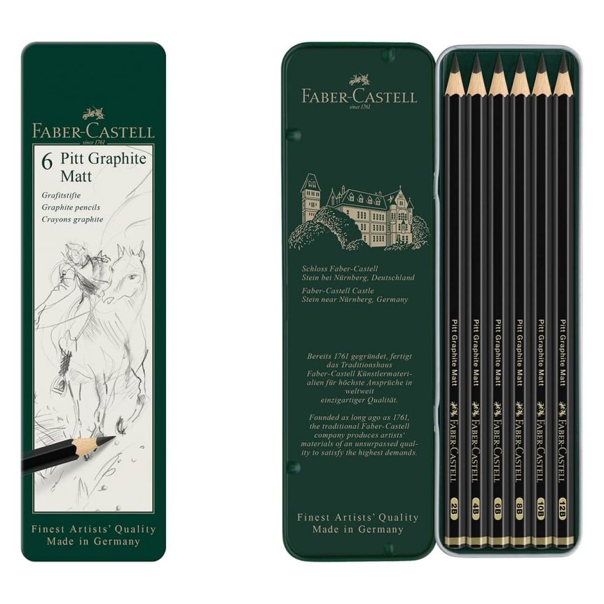 Faber-Castell Pitt Graphite Matt Pencil Tin Set of 6