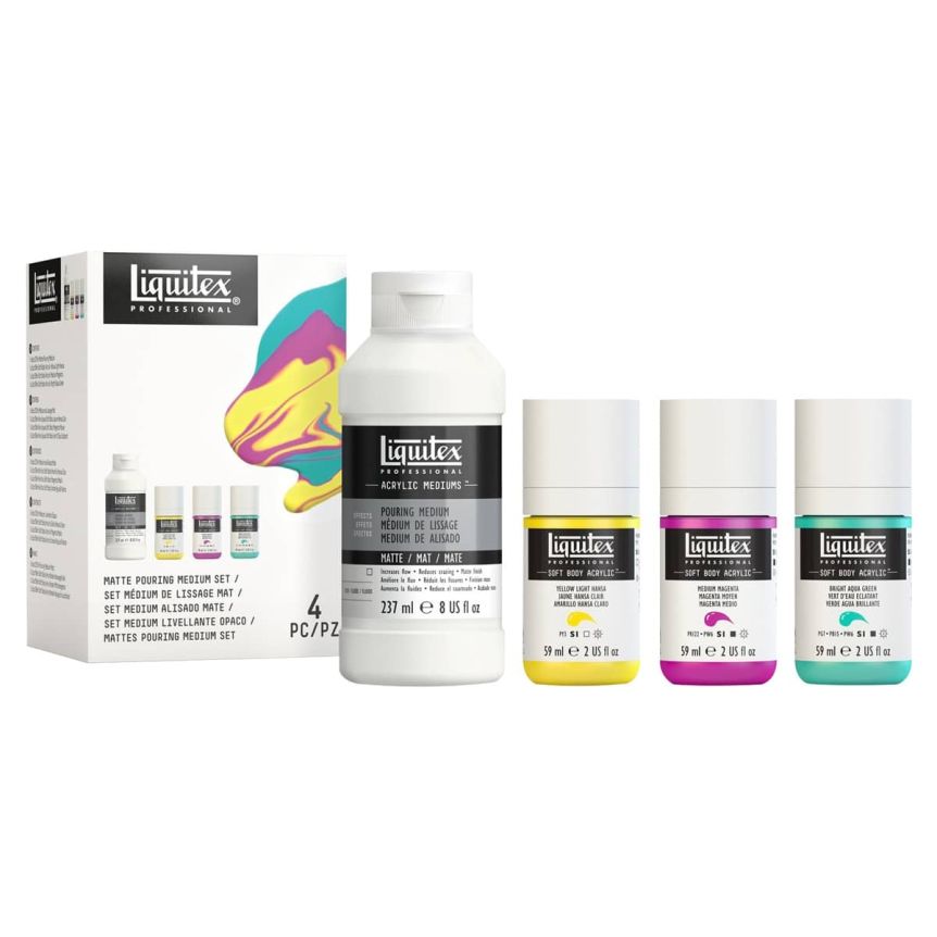 Liquitex Matte Pouring Medium & Soft Body Acrylic Set