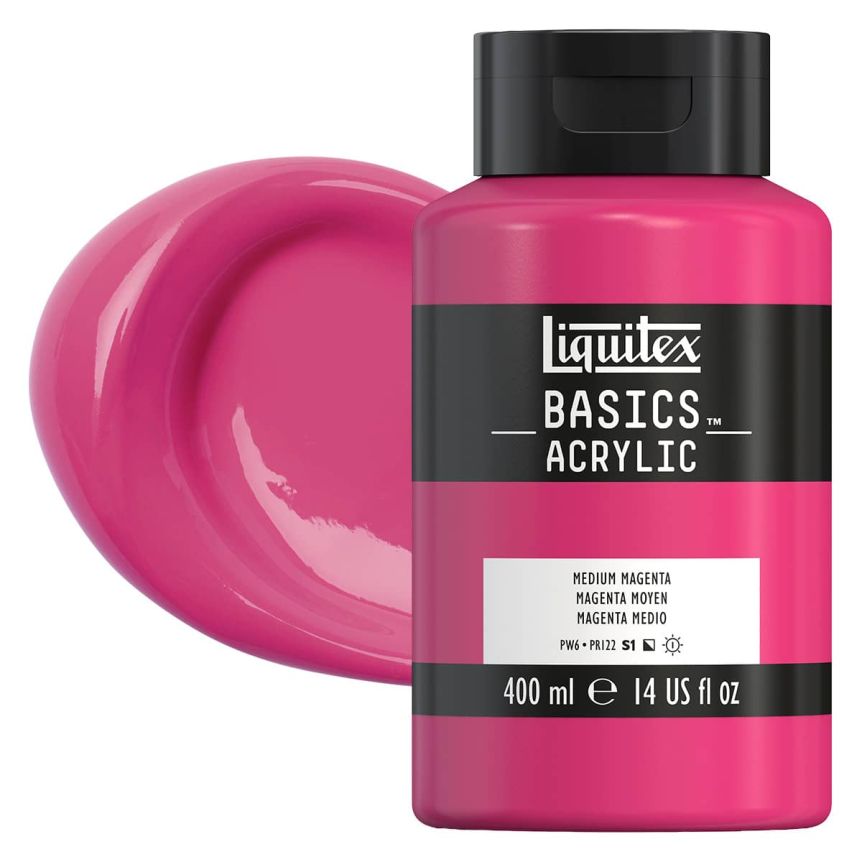 Liquitex Basics Acrylic Paint - Medium Magenta, 400ml Bottle
