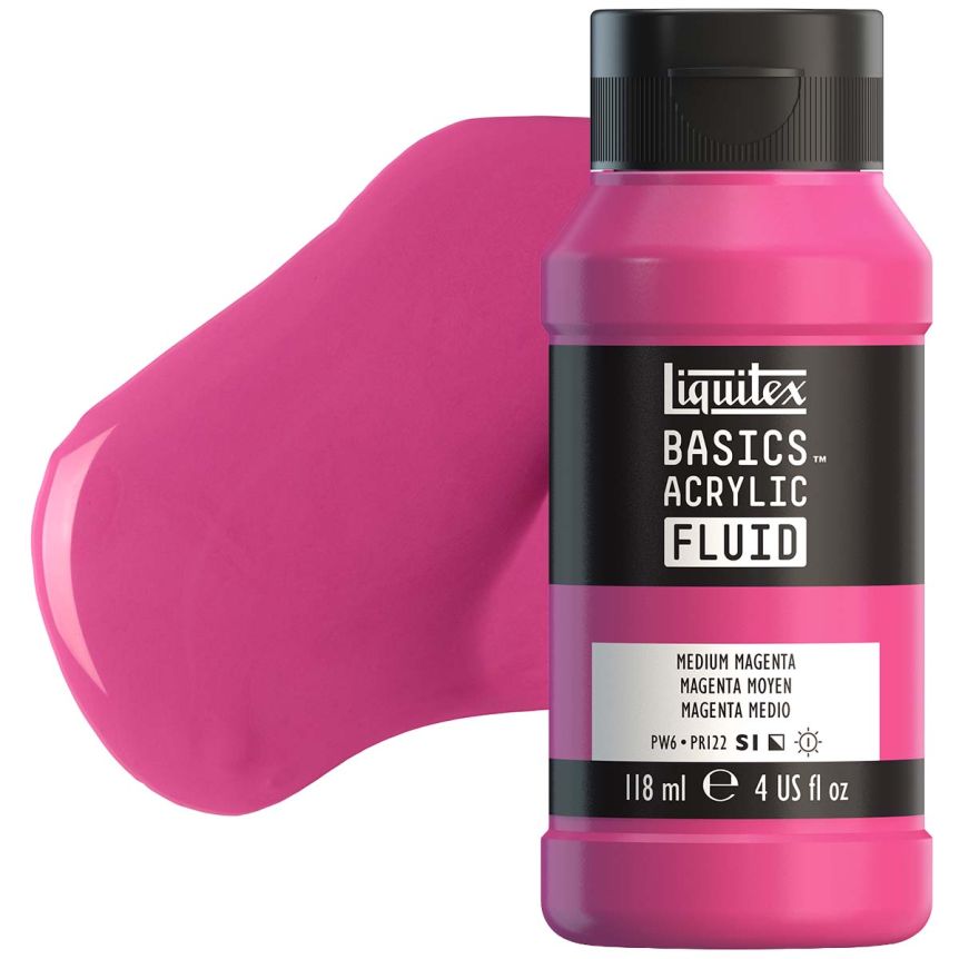 Liquitex BASICS Acrylic Fluid - Medium Magenta, 4oz Bottle