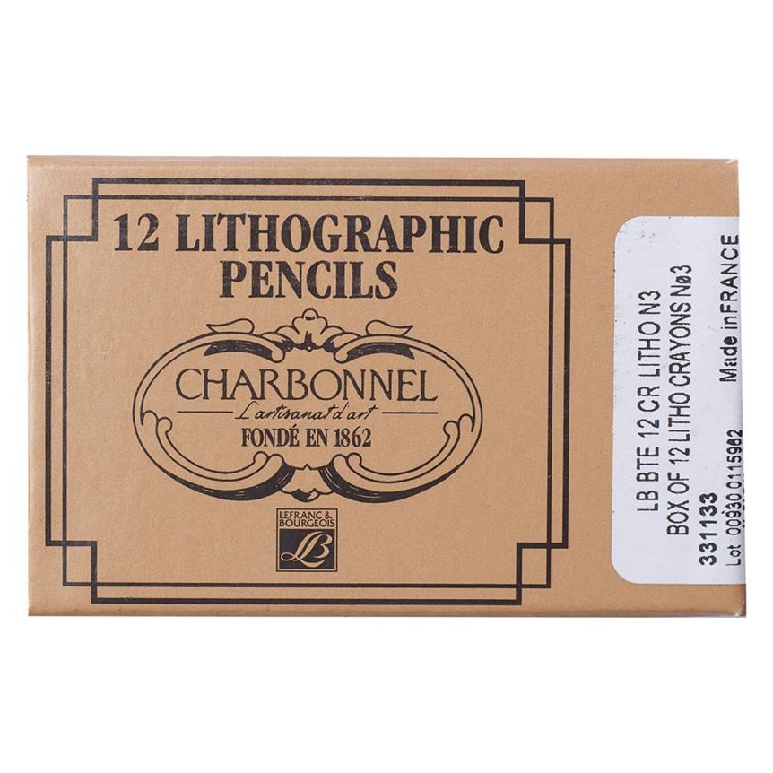 Charbonnel Lithographic Crayon - N03 Medium Black, 12 Count