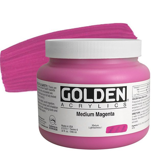 GOLDEN Heavy Body Acrylics - Medium Magenta, 32oz Jar