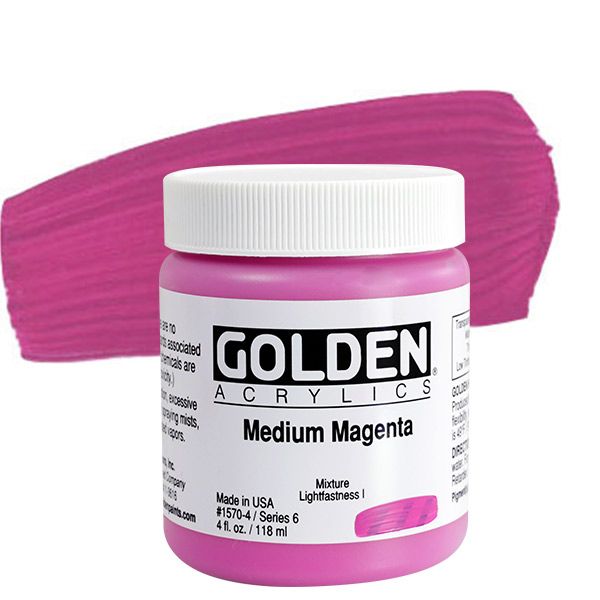 GOLDEN Heavy Body Acrylics - Medium Magenta, 4oz Jar