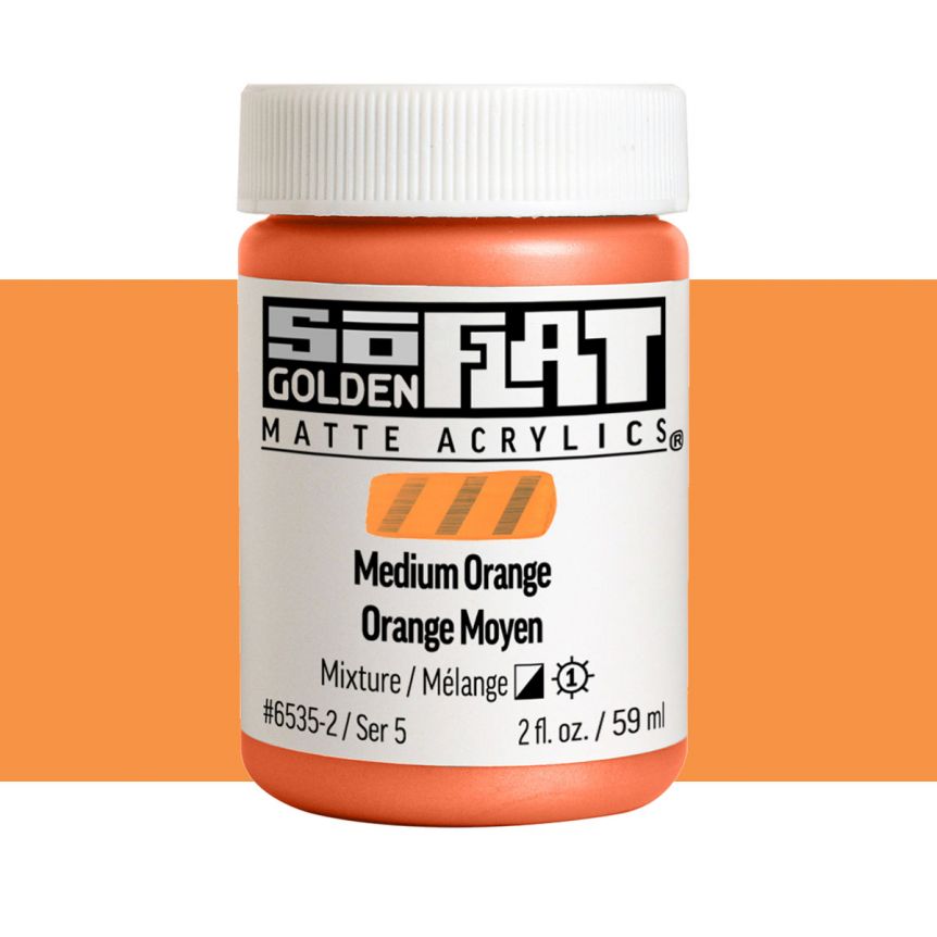 GOLDEN SoFlat Matte Acrylic - Medium Orange, 2oz Jar