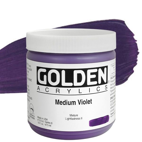 GOLDEN Heavy Body Acrylics - Medium Violet, 16oz Jar