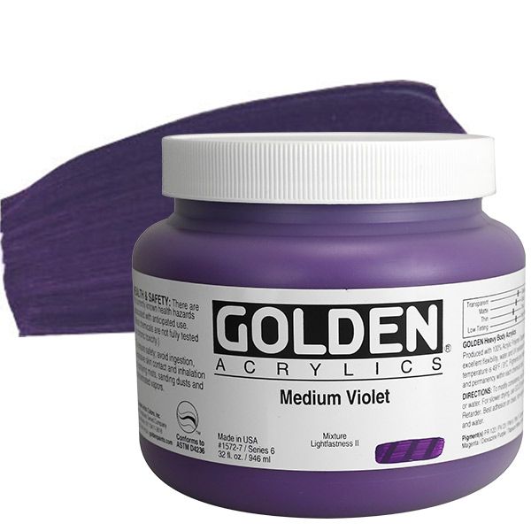 GOLDEN Heavy Body Acrylics - Medium Violet, 32oz Jar