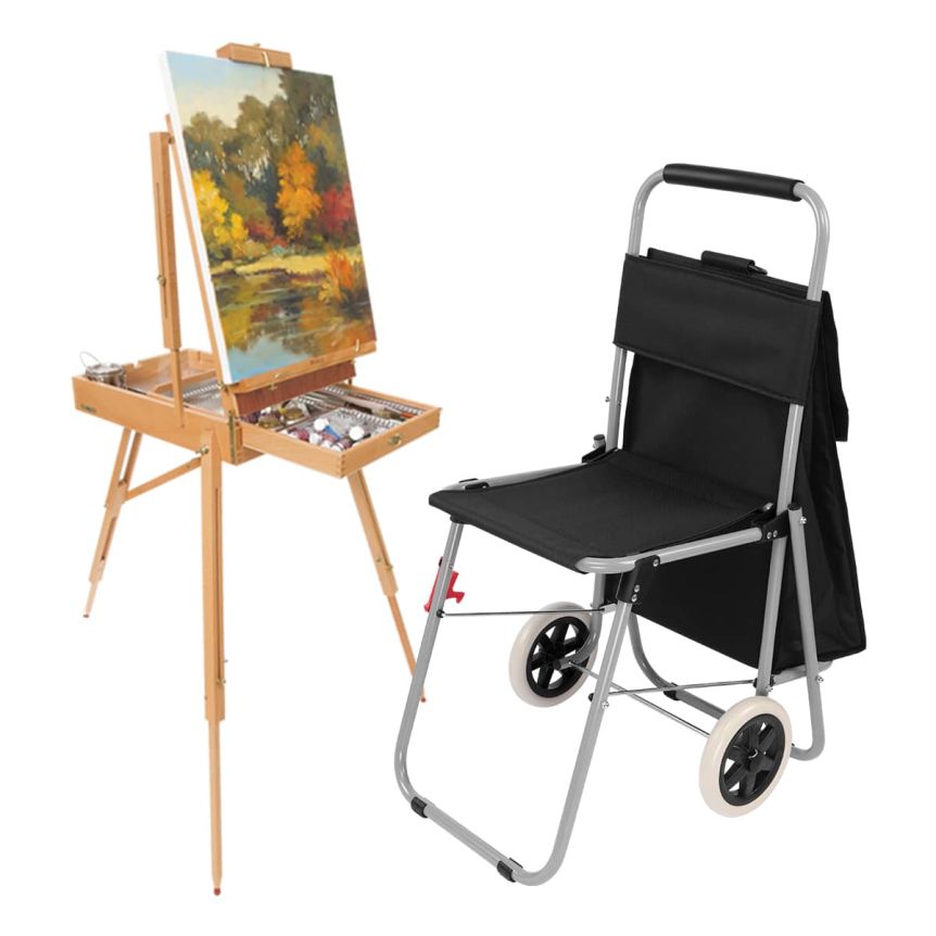 DALER AND ROWNEY Simply Complete Art Set & Full Size Easel Wood