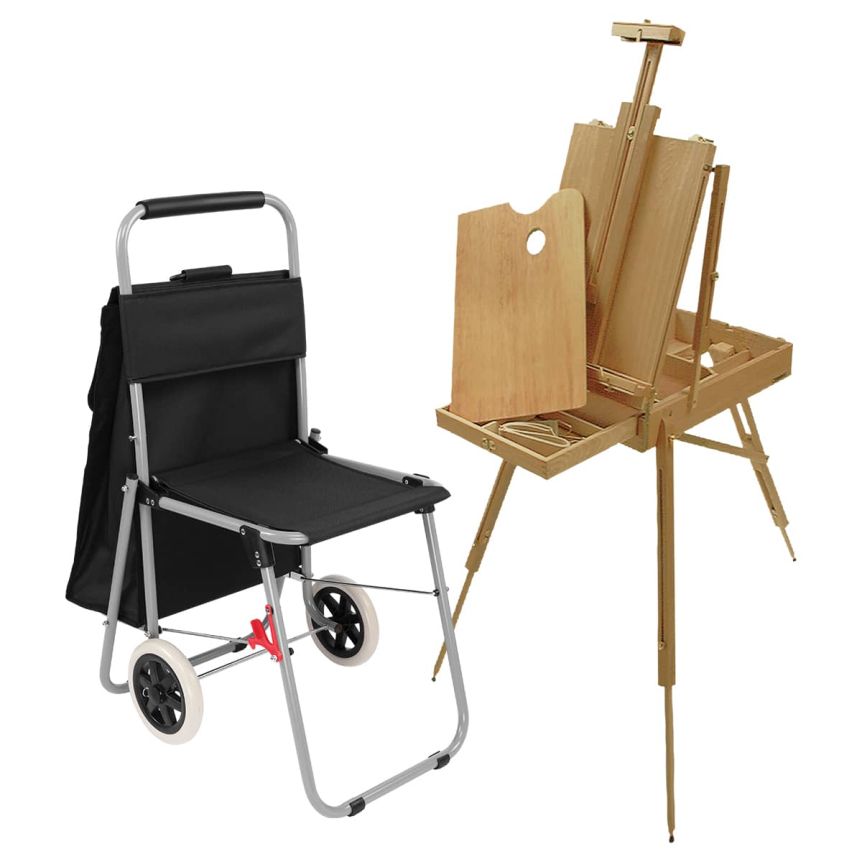 Artcomber Portable Chair Black & Monet French Easel Set