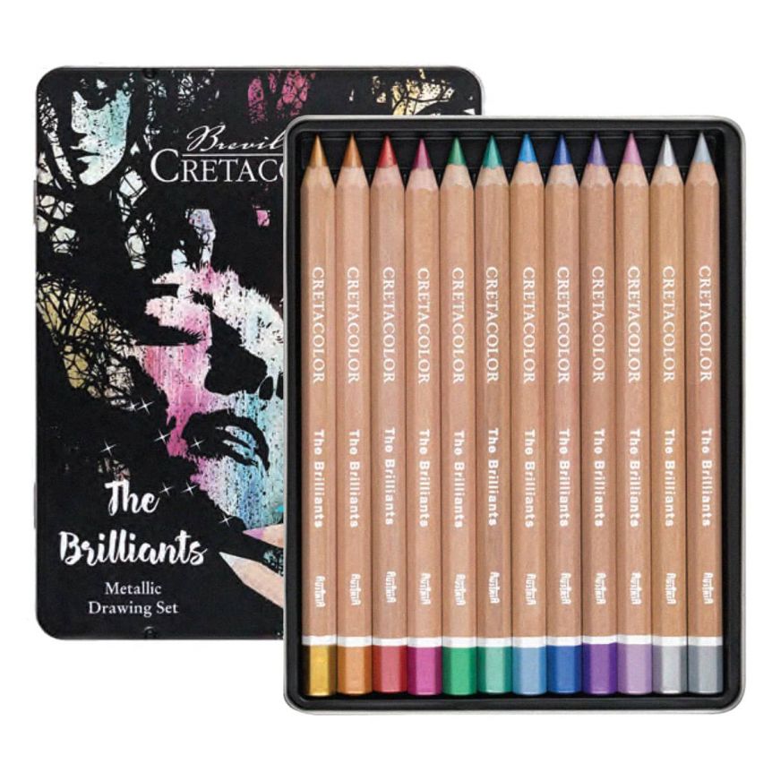 Cretacolor Megacolor Pencil Tin Set of 12, Metallic Colors
