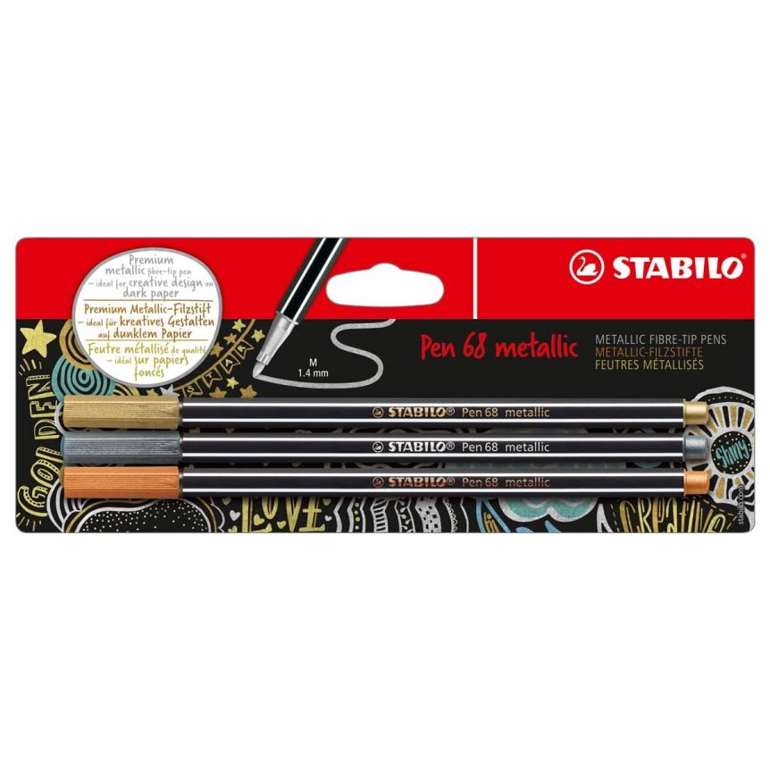 Stabilo Pen 68 Set of 3 Metallic Colors
