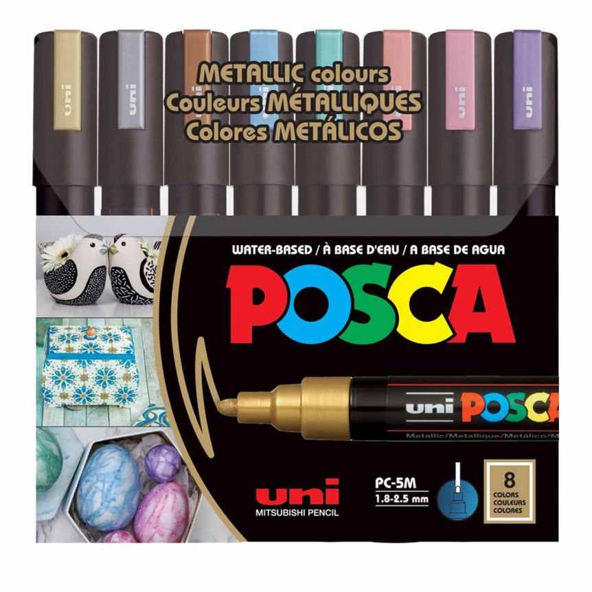 Uni POSCA markers 5M set 8 Basic;; tip 1,8-2,5 mm 