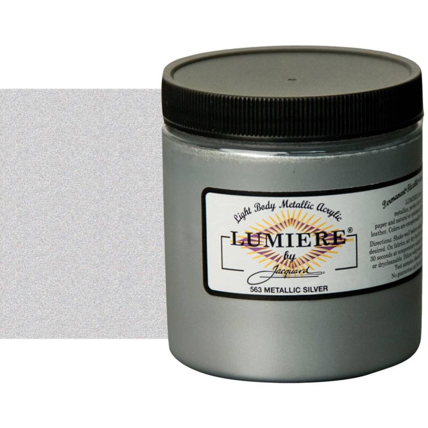 Jacquard Lumiere Fabric Color - Metallic Silver, 8oz Jar