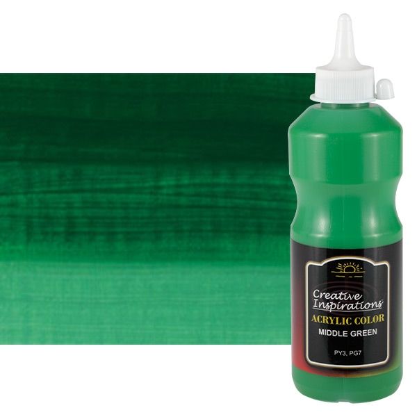 Creative Inspirations Acrylic Paint, Middle Green 500ml Bottle