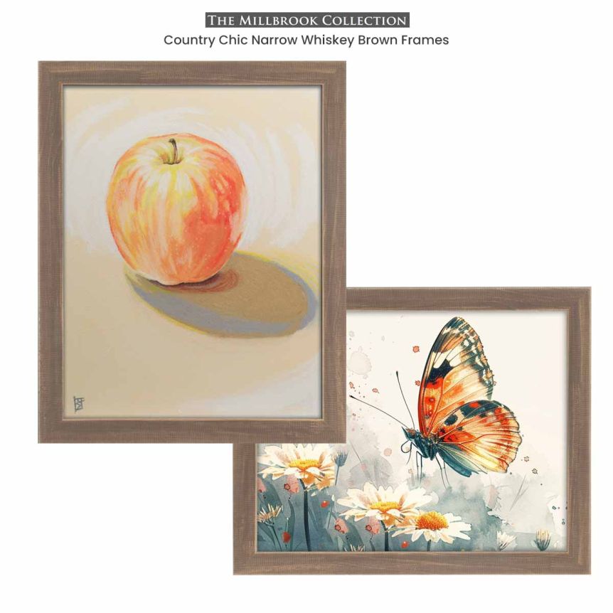 Country Chic Narrow Whiskey Brown Frames - Millbrook Collection