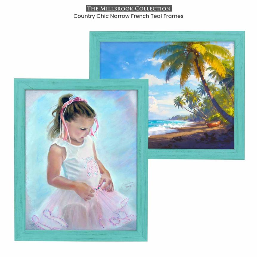 Country Chic Narrow French Teal Frames - Millbrook Collection