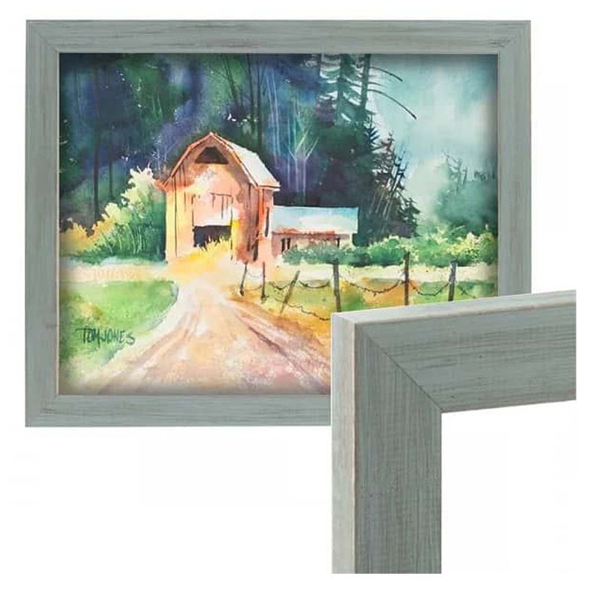 Country Chic 1-1/2" Wood Frame - Dixie Grey w/ Acrylic Glazing and Cardboard Backing 11"x17"