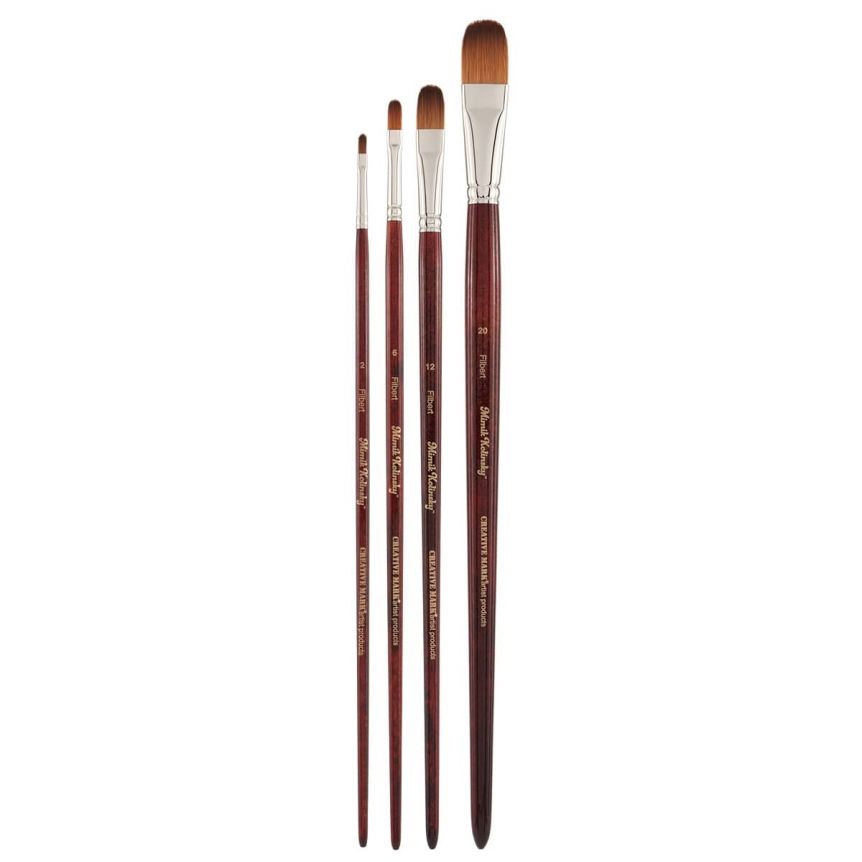 Mimik Kolinsky Synthetic Long Handle Allegro Filbert Set of 4 