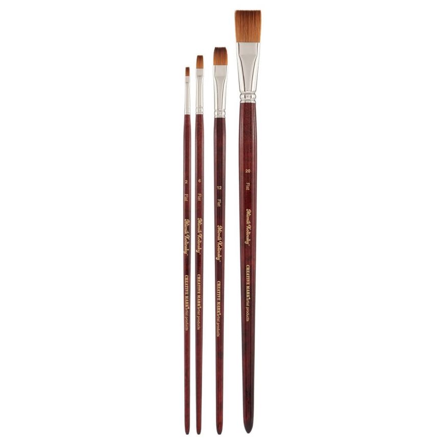 Mimik Kolinsky Synthetic Long Handle Allegro Flat Set of 4 