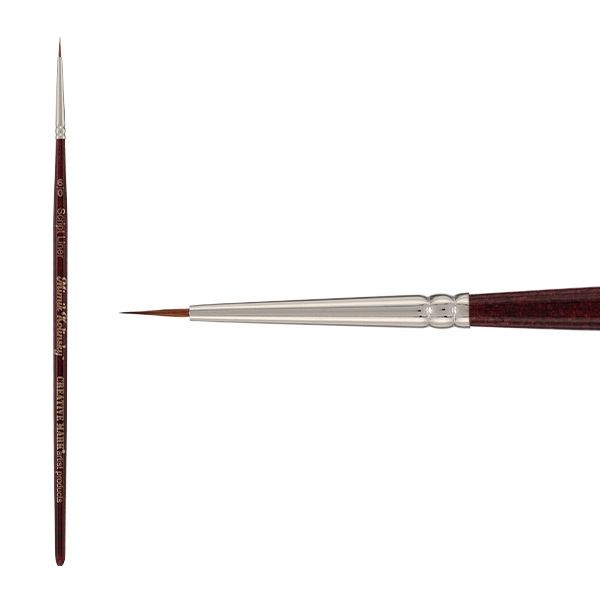 Mimik Kolinsky Synthetic Sable Short Handle Brush, Script Liner Size #6x0 