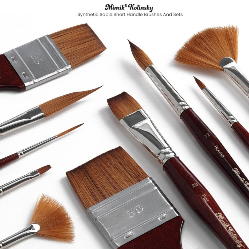 Mimik Kolinsky Synthetic Sable Short Handle Brushes and Sets