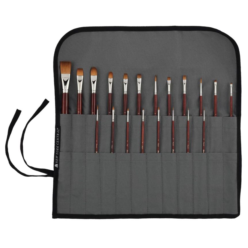 Mimik Kolinsky Synthetic Sable Long Handle Studio Brush Roll-up Set of 20
