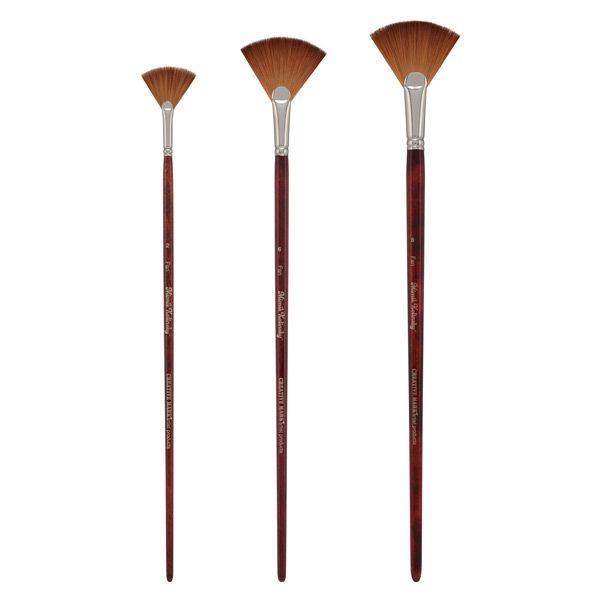 Mimik Kolinsky Synthetic Set of 3 Long Handle Fan Brushes