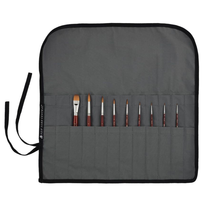 Mimik Kolinsky Synthetic Sable Short Handle Value Brush Roll-up Set of 9