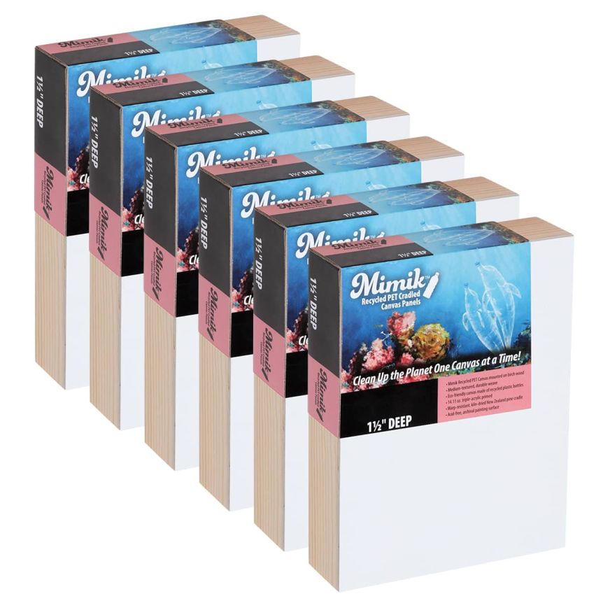 Mimik Recycled PET Cradled Canvas Wood Panel 1-1/2" Deep - 5"x7" (Box of 6)