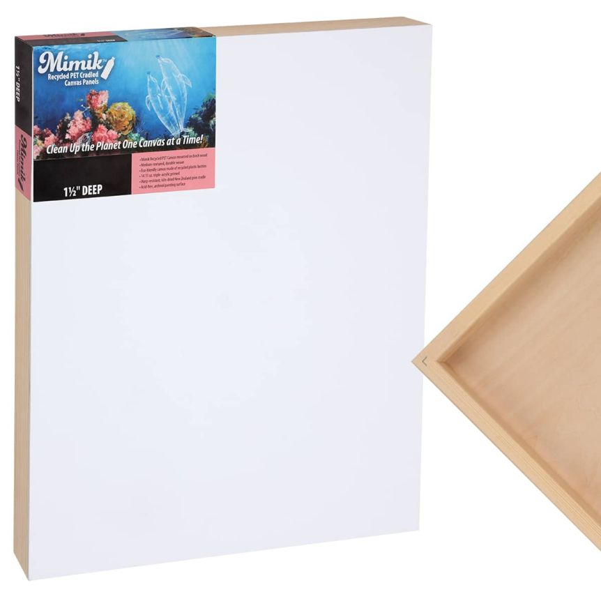 Mimik Recycled PET Cradled Canvas Wood Panel 1-1/2" Deep - 10"x20"