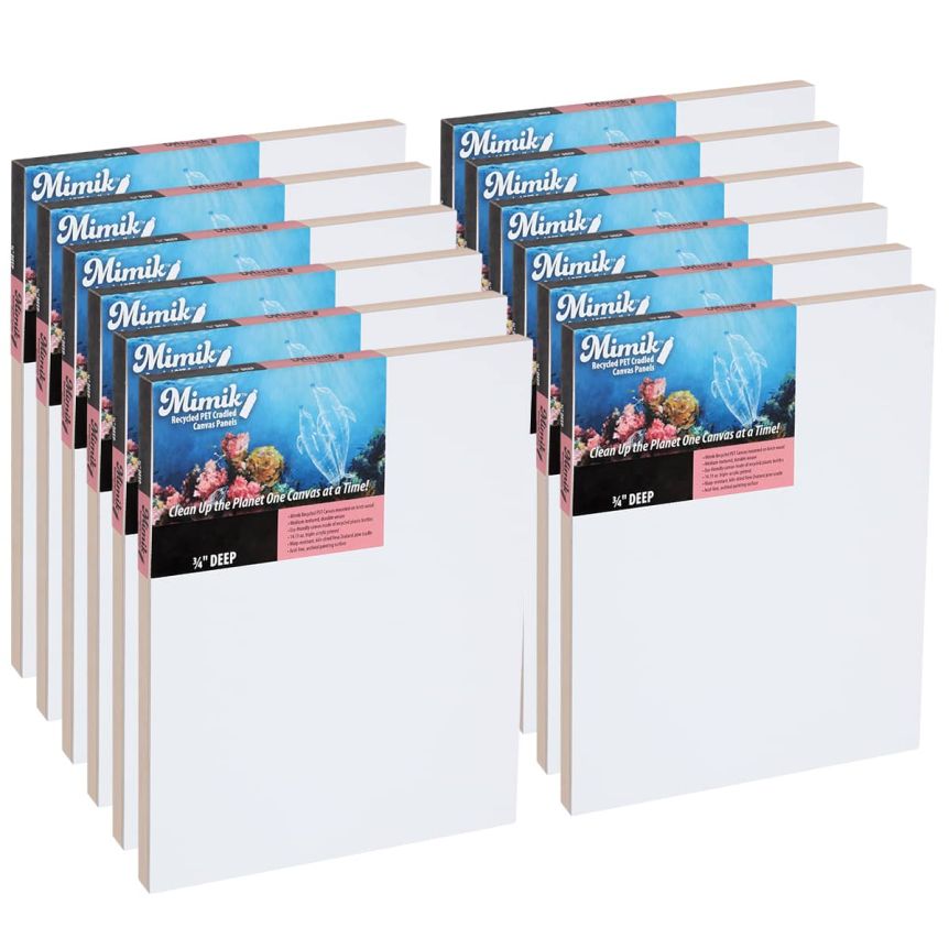 Mimik Recycled PET Cradled Canvas Wood Panel 3/4" Deep - 5"x7" (Box of 12)