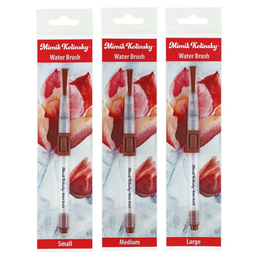 Mimik Synthetic Kolinsky Water Brush, Set of 3 Assorted Rounds