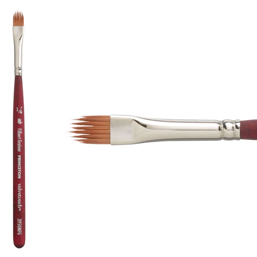  Princeton Velvetouch™ Series 3950 Synthetic Blend Brush 1/4" Mini Filbert Grainer