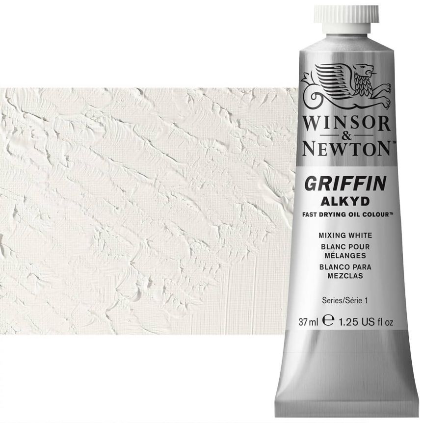 Winsor & Newton Griffin Alkyd Fast-Drying Oil Color - Mixing White, 37ml Tube